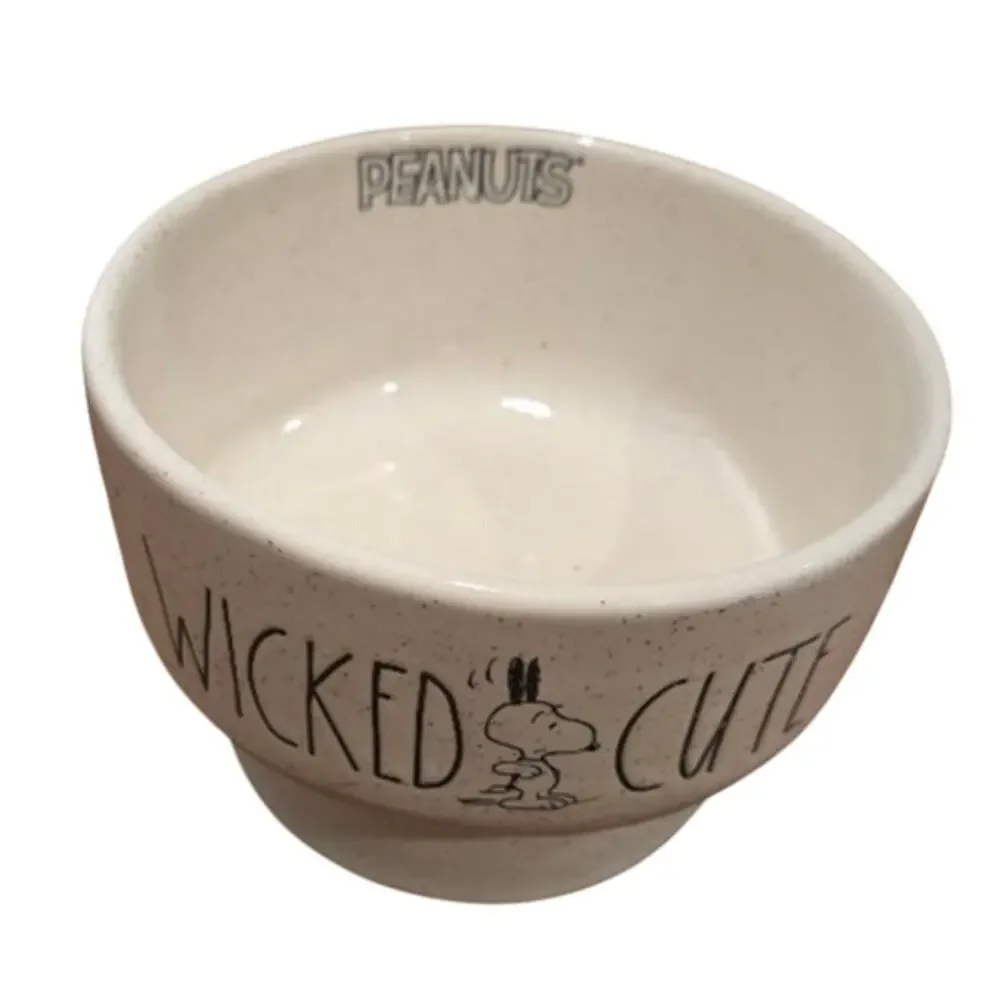 Rae Dunn x Peanuts “Wicked Cute” Ceramic Pedestal Dog Bowl – NEW